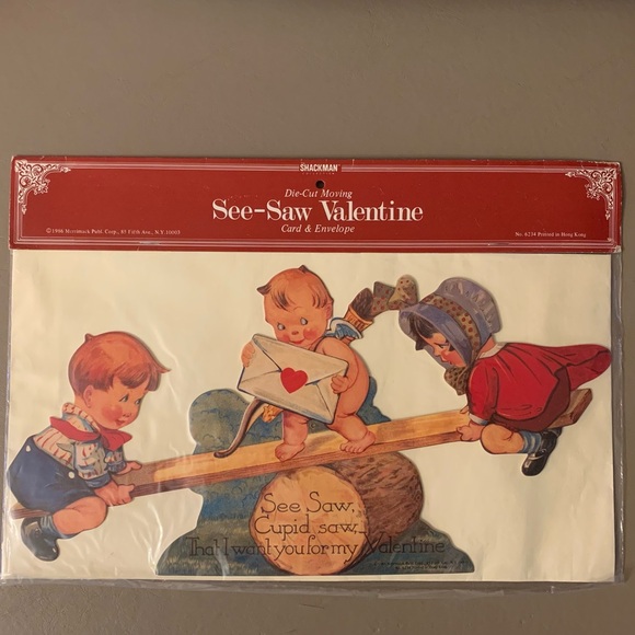 Shackman Other - Vintage See-Saw Die-Cut Moving Valentine Card & Envelope (Shackman)